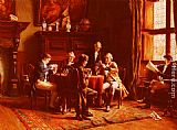 An Interesting Game Paintings - The Card Game by Gerard Portielje